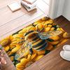 Bees and Flowers Printing Non-Slip Small Rug Waterproof Easy Clean Floor Mat for Indoor Outdoor Use Durable Home Decor Fashion