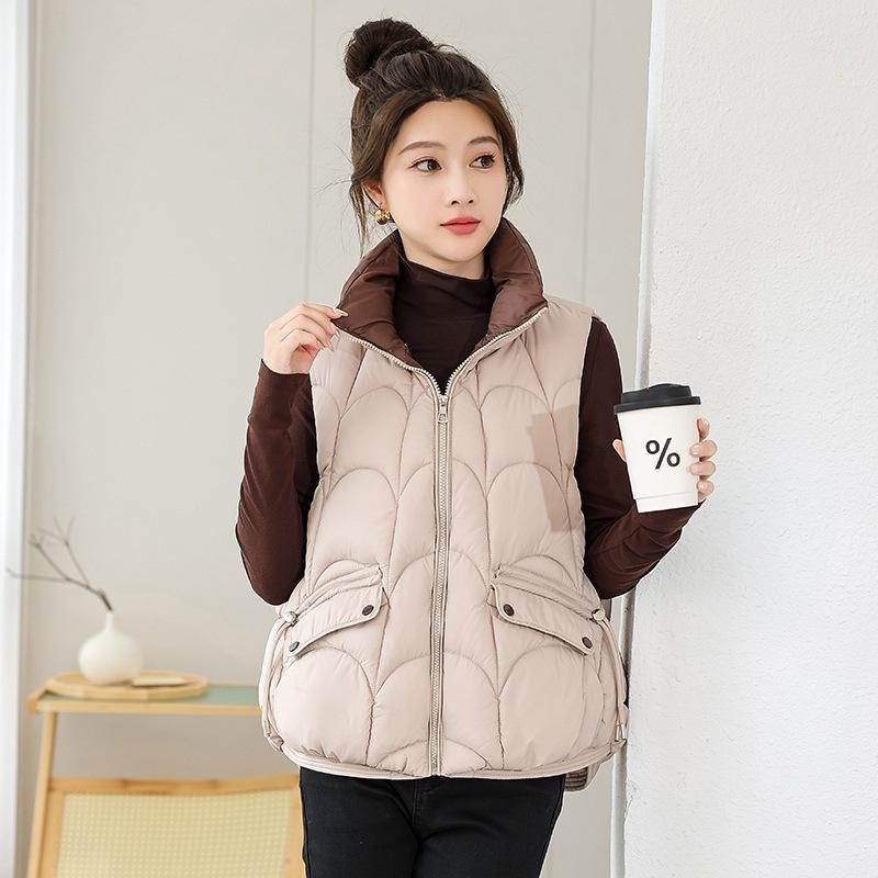 cotton-padded vest women's autumn and winter short stand-up collar loose down cotton vest outer wear cotton vest vest jacket