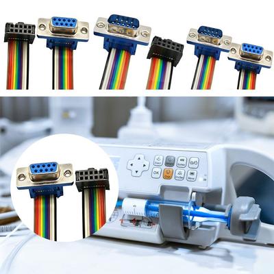 DB9 To IDC DB9 Connector Multicolor Ribbon Flat Ribbon Cable IDC Cable  Industrial Applications