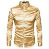 Men'S Solid Color Casual Shirt Men'S Fashionable Bright Face Lapel Long Sleeve Shirt