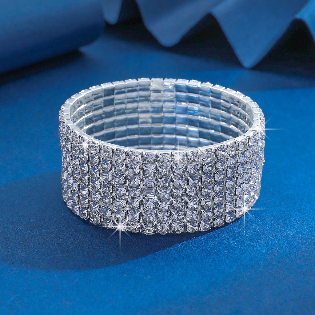 New Fashion Light Luxury Multi-Row Zircon Necklace Elastic Rhinestone Bracelet Full Diamond Bracelet Jewelry