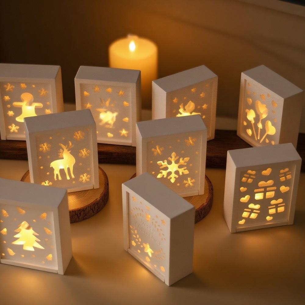 Christmas Series Resin Shadow Box Mold Santa Claus UV Epoxy Silicone Hollow Lamp Mold DIY Crafts Elk Snowflake Pattern