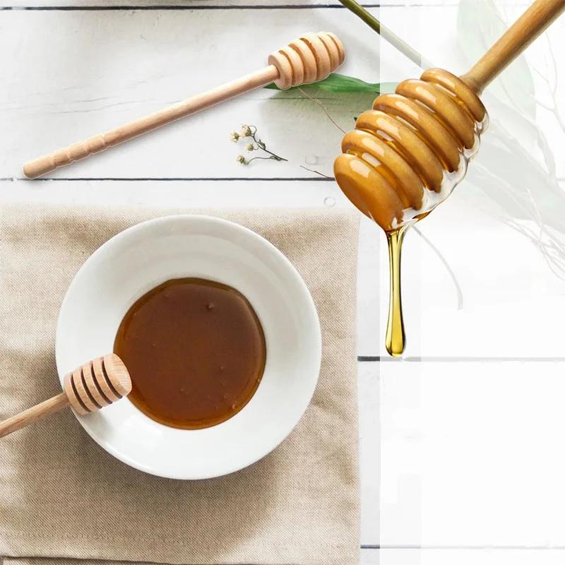 1/2PCS Dessert Spoon Honey Stir Bar Honey Spoon Mixing Handle Jar Spoon Wooden Honey Spoon Coffee Tea Tableware Utensils
