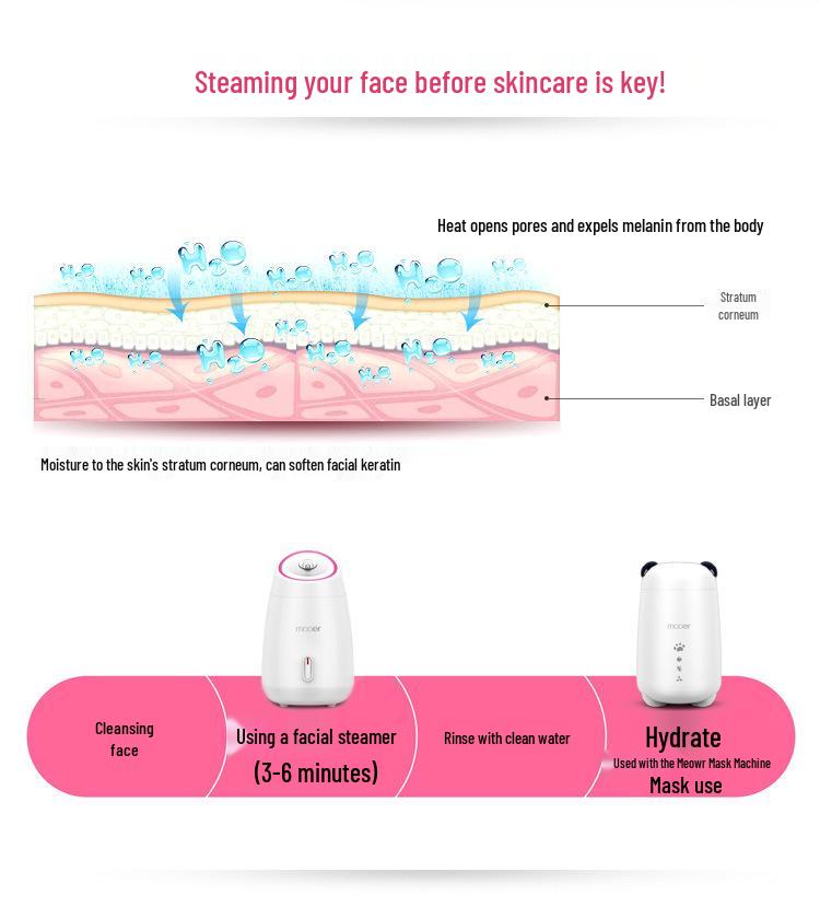 Cat Ear Nano Facial Steamer for Hydration and Pore Care