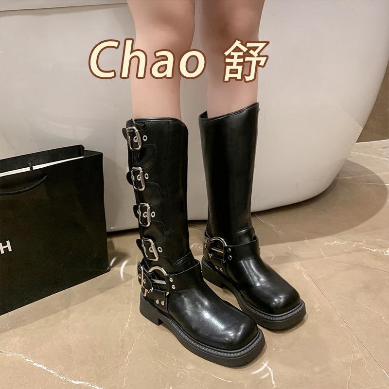 Fashion Lady Boots Women's Rubber Shoes Rain Sexy High Sexy Luxury Designer Square Toe Winter Footwear Boots-women