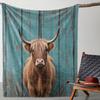 1pc Sdoo Highland Cow Plaid Flannel Throw Blanket - Soft Warm All-Season Cozy Blanket for Sofa Bed Car Office Camping Travel, Vi