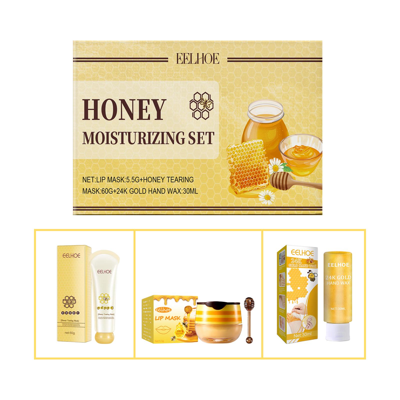 EELHOE Honey Series Moisturizing Exfoliating Set - Gentle Skin Cleansing and Moisturizing Kit