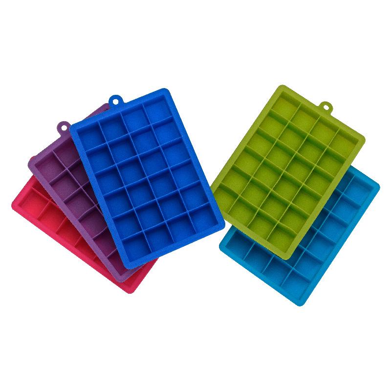 Food Grade 24-hole Silicone with Lid Ice Cubes Square Ice Box Supplementary Food Puree Jelly Mold