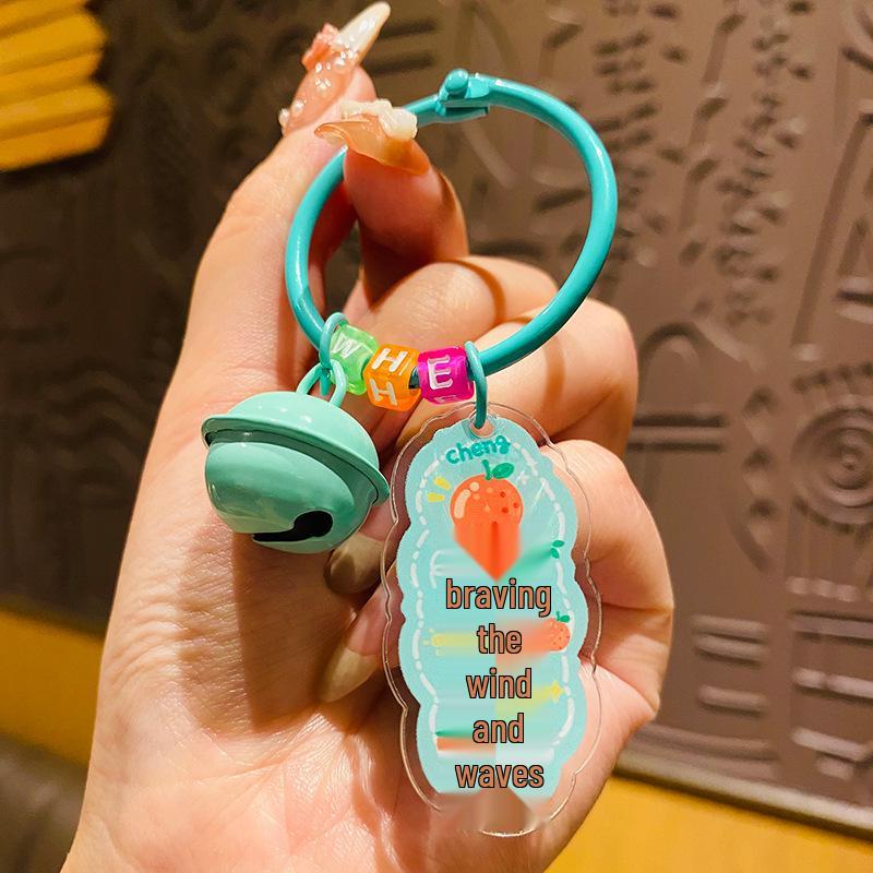 Cartoon Acrylic Blessing Word Keychain Pendant - Irregular Shape, Ideal for Students & Small Gifts