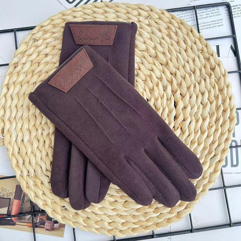 Winter Keep Warm Touch Screen Plus Velvet Inside Mens Gloves Fashion Personality Simple Thicken Man Outdoor Drive Cycling