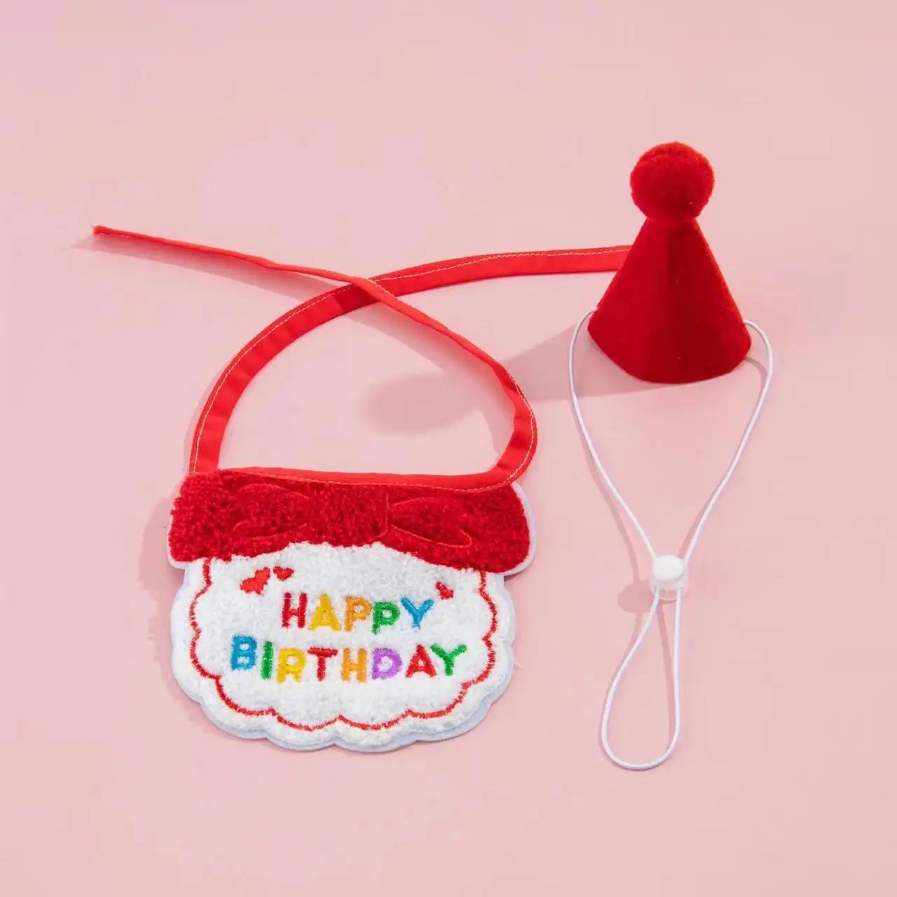Pet Party Decoration Set Dog Birthday Triangle Scarf Hat Bow Tie Dog Birthday Decoration Supplies Dog Supplies ONE SIZE