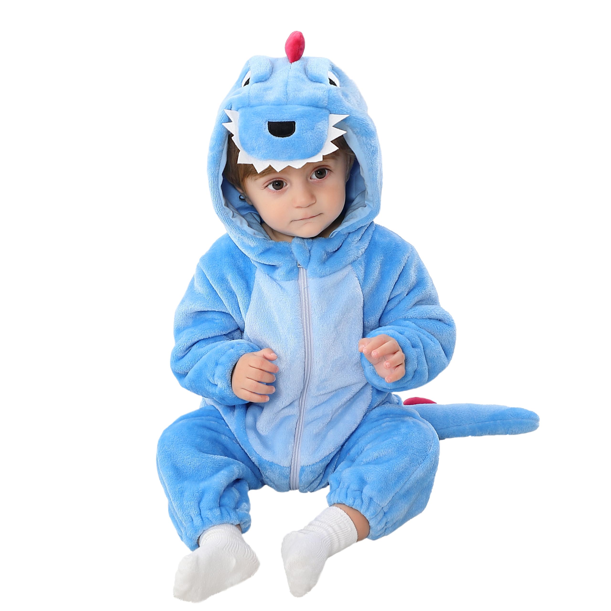 

LOLANTA Dinosaur Kigurumi Kids Halloween Costume Baby Romper Overalls for Boys and Girls Blue Size 120 синий