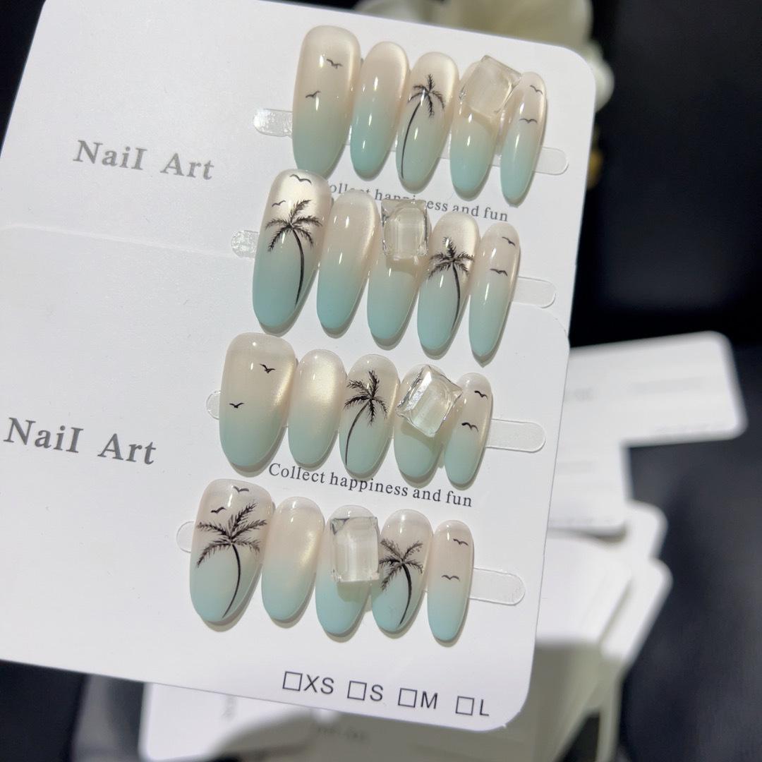 

Coconut Grove Gradient Hand-Painted Tropical Nail Patches