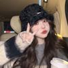 Female autumn and winter Korean version is versatile, showing a small face, thickening and keeping warm, fashionable plush basin hat
