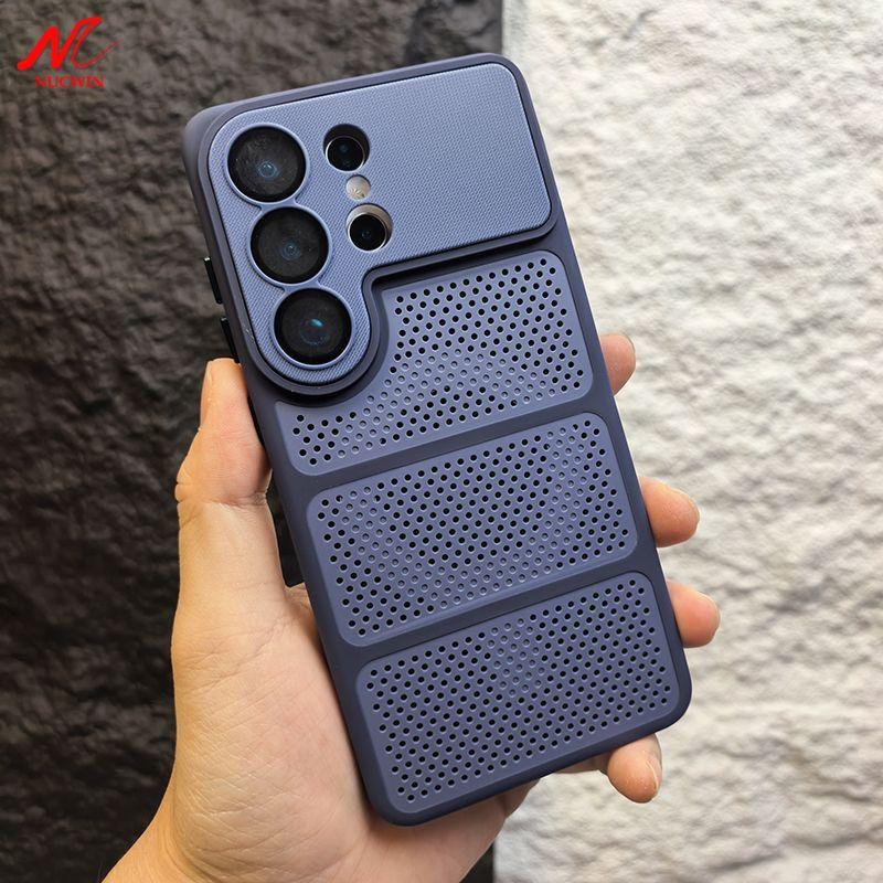 For Magsafe Mesh Heat Dissipation Phone Case for Samsung Galaxy S24 S25 S26 Ultra Glass Lens Protection Magnetic Hard Back Cover