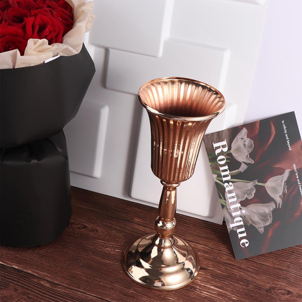 Anti-fall Gold Iron Vase FIower Art Simulated Flower Holders Wedding Photo Props  Living Room