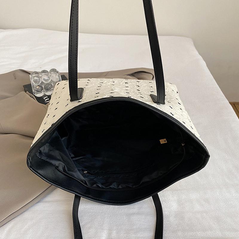 Retro Shopper Shoulder Bags for Women Large Capacity Tote Bag New Designer Bow Print Purses and Handbags KTB