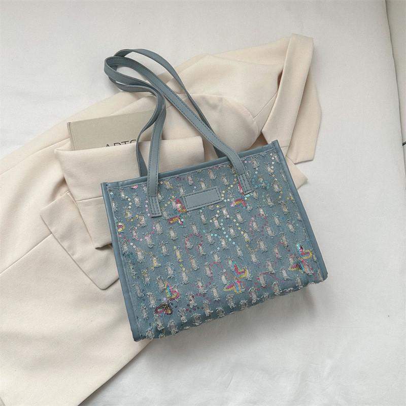 Fashionable And Practical Canvas Tote Bag For Women Available In Black White And Blue синий