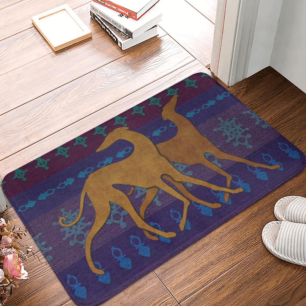Whippet Hound Dog Doormat Anti-Slip Kitchen Bath Mat Living Room Door Floor Entrance Carpet Rug