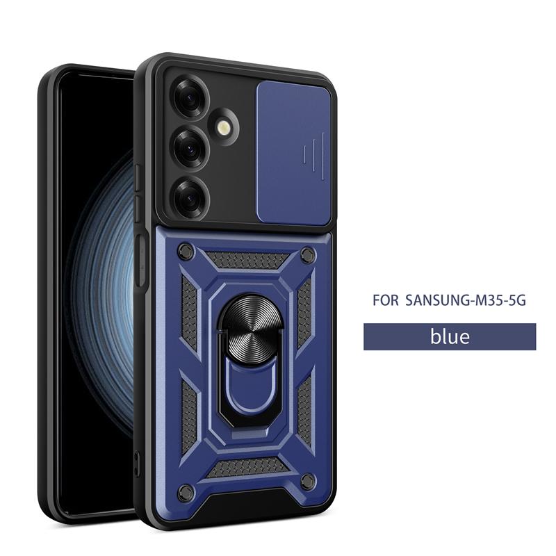 Pouzdro pro Samsung Galaxy M35 6,6" s vysouvacím krytem a krytem pro Samsung Galaxy M35 5G SM-M356B s kroužkem a stojánkem