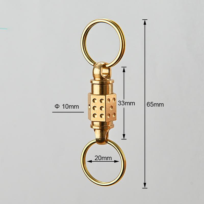 Brass Mini Rotate Buckle Keychain Multifunctional Separated Double Ring Buckle Keyring Portable Detachable Key Ring EDC