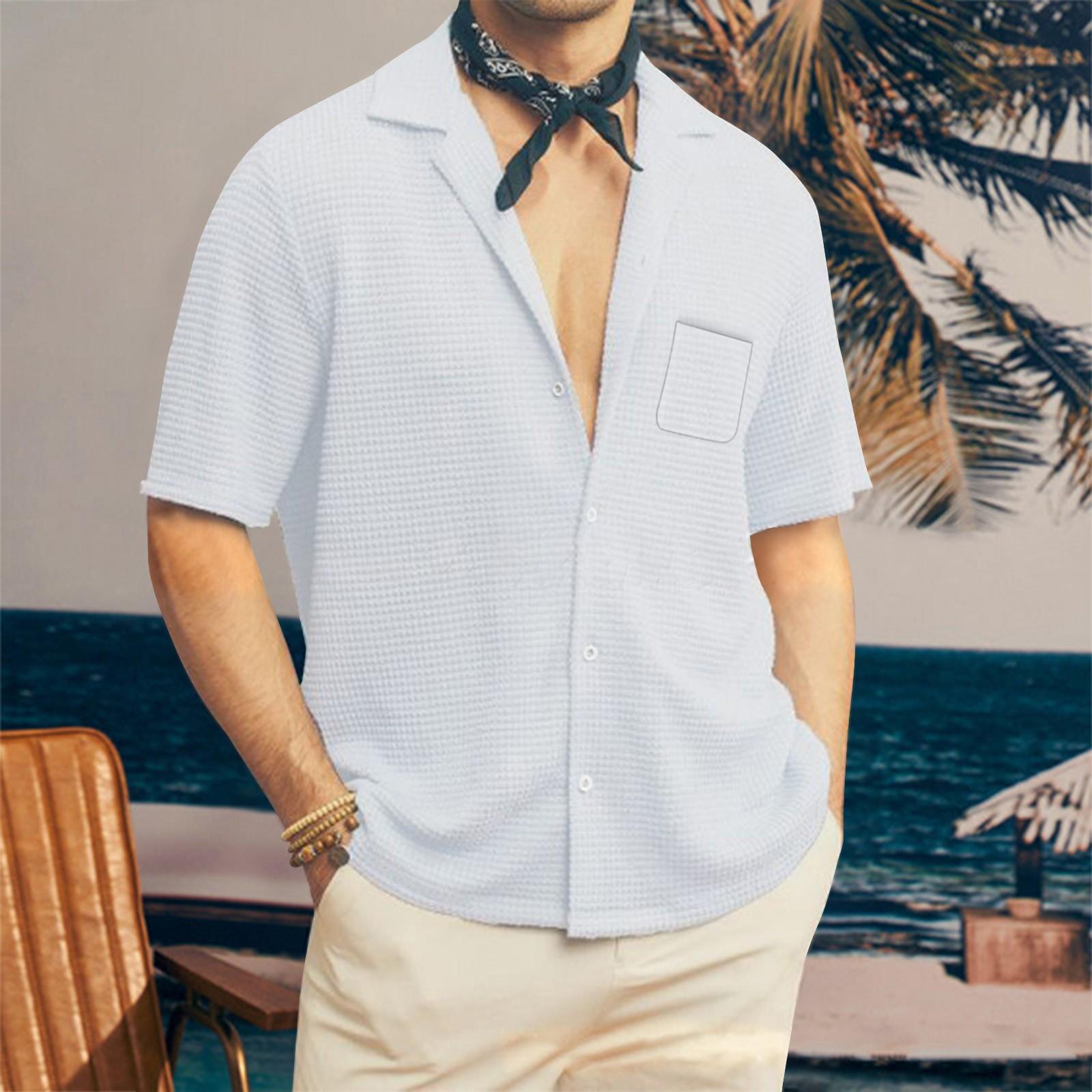 

Гавайская рубашка для мужчин, мужские винтажные рубашки для боулинга на пуговицах, летняя пляжная рубашка с коротким рукавом XXXXL белый