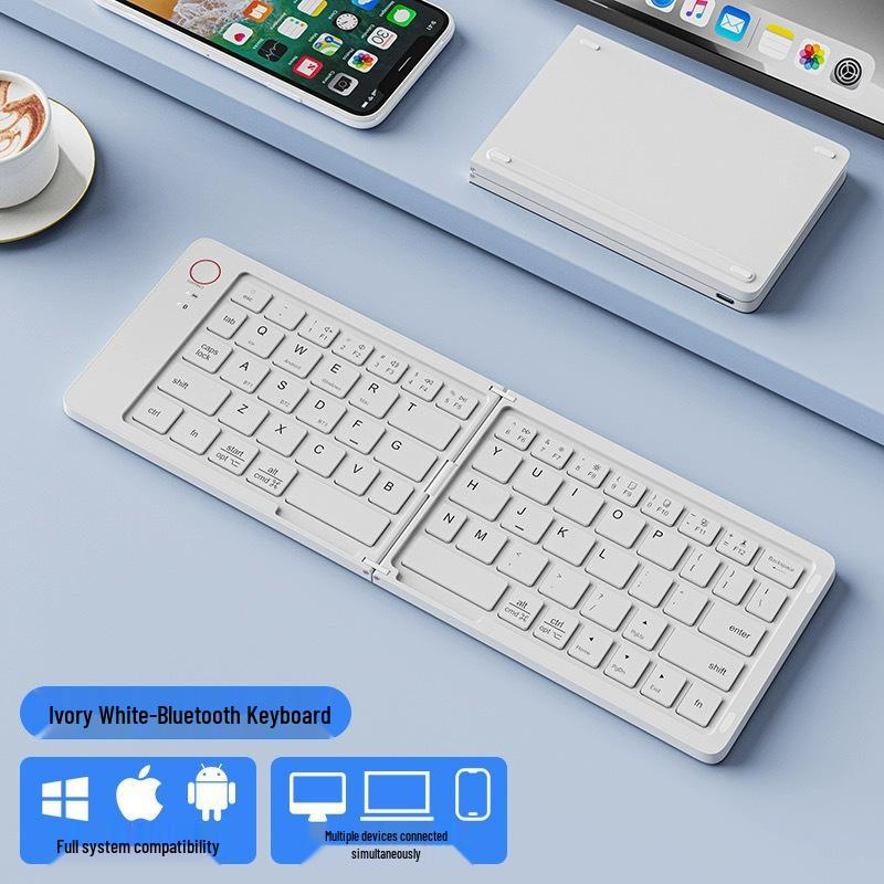 Macaron Color Foldable Bluetooth Keyboard with Phone Stand for Mobile and Tablet.