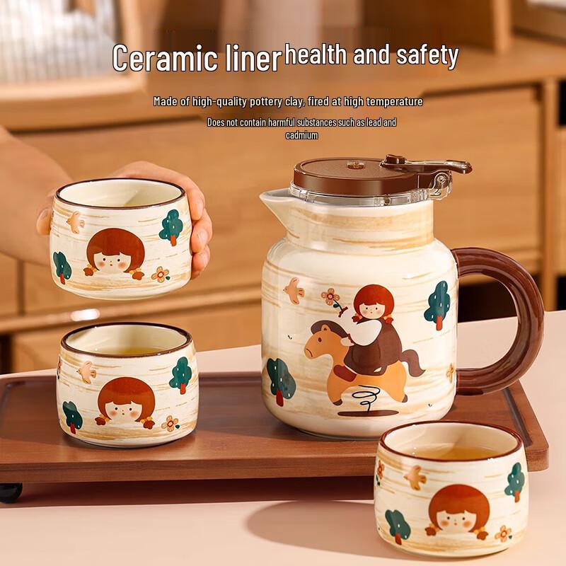 PAKCHOICE Nordic Ceramic Tea Set with Tray