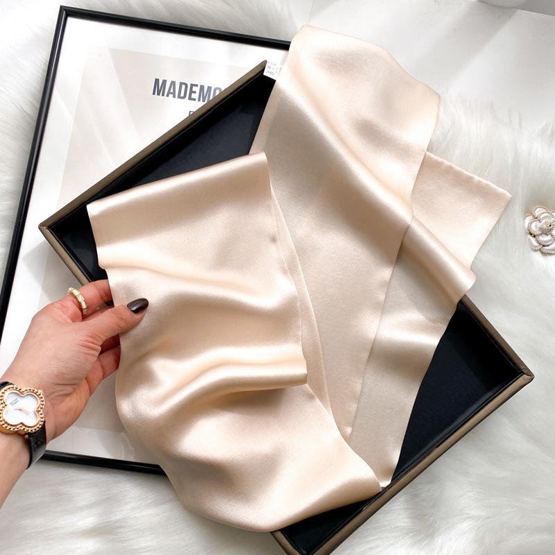 Solid 100% Natural Real Silk Scarf Women Bandana Square Scarves Wrap Kerchief Mulberry Spring Fashion Luxury High Quality Hijab
