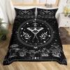 Gothic Moth Duvet Cover, Butterfly Bedding Set Full Queen Flower Weed Botanical Comforter Cover Psychedelic Galaxy Quilt Cover