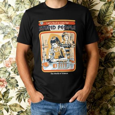Mens Casual TShirt Retro Science Funny Graphic Print Short Sleeve Top Trendy Tee