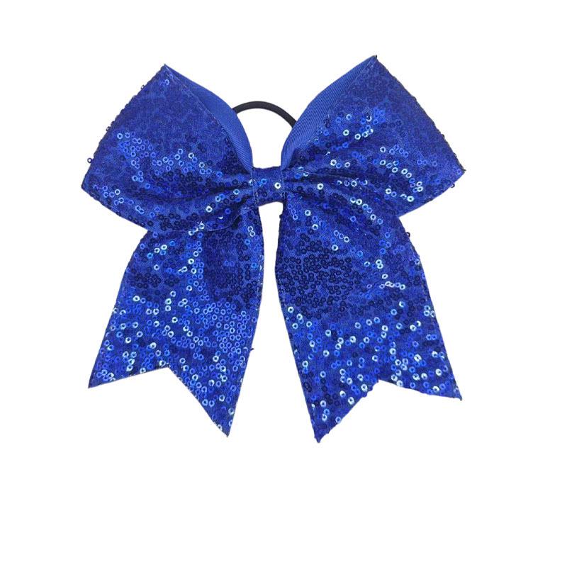 Children s Shiny Sequin Bow Hair Tie with Swallowtail Ribbon синий