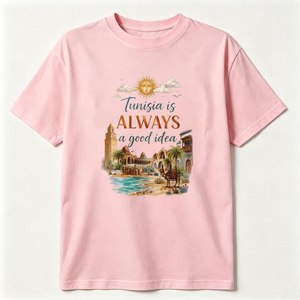 Vintage Tunisia Travel T-Shirt Tunisia Is Always A Good Idea Printing Shirt North African Summer Tee Retro Unisex Cotton Tops
