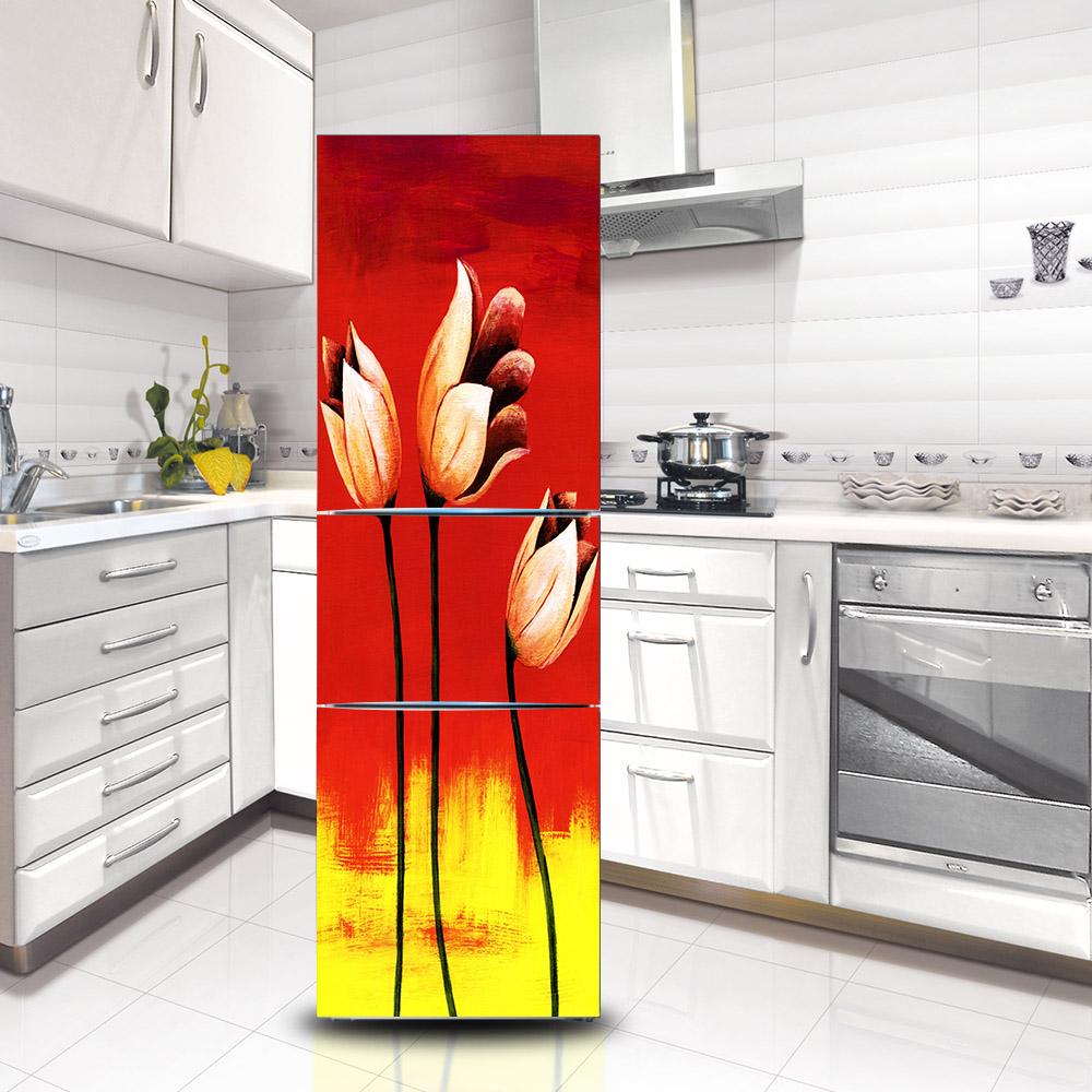 Refrigerator Wallpaper Vinyl Sticker Self-adhesive Fridge Door Cover Decal Landscape Flower Cat Cartoon Art Mural Kitchen Wardrobe Renovation Poster