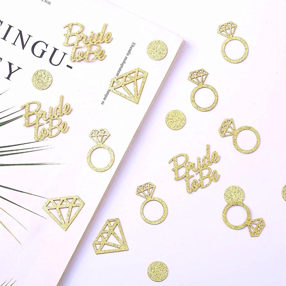 

100pcs Heart Ring Confetti Paper Wedding Decoration Supplies Bachelorette Party золотой