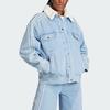 adidas Originals Spicy Girl Trefoil Patchwork Velvet Denim Jacket Women Outerwear Light-Blue IS5250