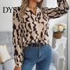 Classic Printed Blouse Women's Button Down Shirt Casual Long Sleeve Lapel Top Loose Women Fashion Streetwear Clothing for Work Party Vacation