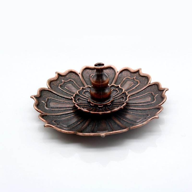 Alloy Incense Burner Stick Holder Buddhism Lotus Line Incense Plate Coil Base