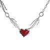 Red Heart Skull Claw Pendant Exaggerated Heart Necklace Fashion Gothic Necklace  Women Girls
