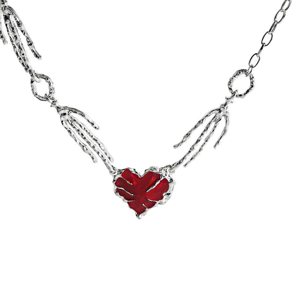 Red Heart Skull Claw Pendant Exaggerated Heart Necklace Fashion Gothic Necklace Women Girls
