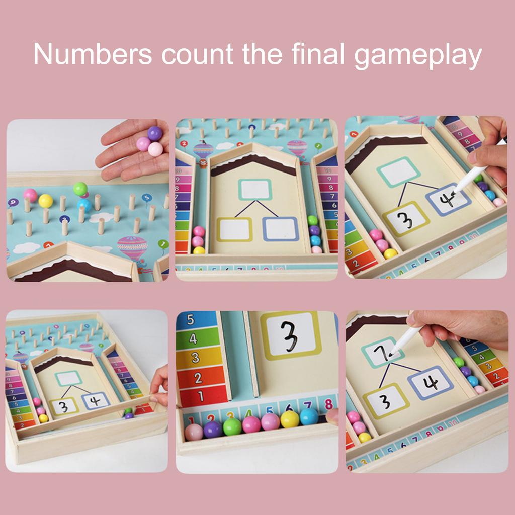 Montessori Wooden Math Toy for Kids Learn Addition and Subtraction with Interactive Balls Educational Number Game for Ages 3 6