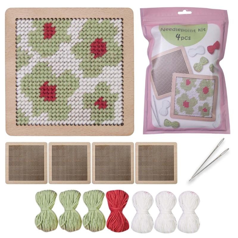 Flower Coaster Crochet Kits Needlepoint Starter Kits with Hook Needlepoint Kits Crochet Starter Kits for Craft Lovers
