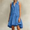 Sleeveless Button Down Flared Hem Shirt Dress for Women Loose Fit Summer Dresses for Women Uk Ladies Summer Dresses Uk