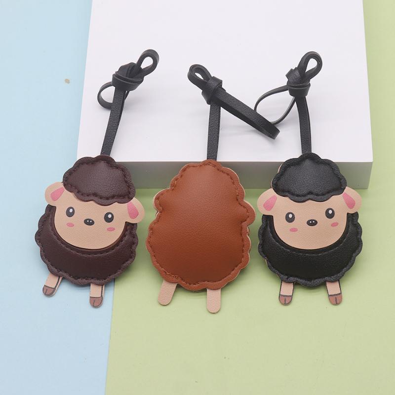 Cute Goat PU Leather Keychain Durable Cute Key Ring Bag Pendant for Women Car Key Holder Daily Use Gift