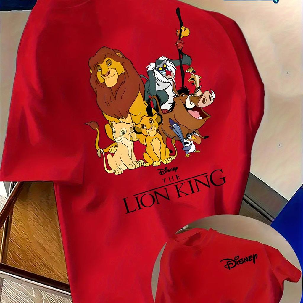Summer Mens Disney Simba Lion King PatternTShirt Daily Leisure and Theme Activities Wear Unisex Cotton Short Sleeve Oversized