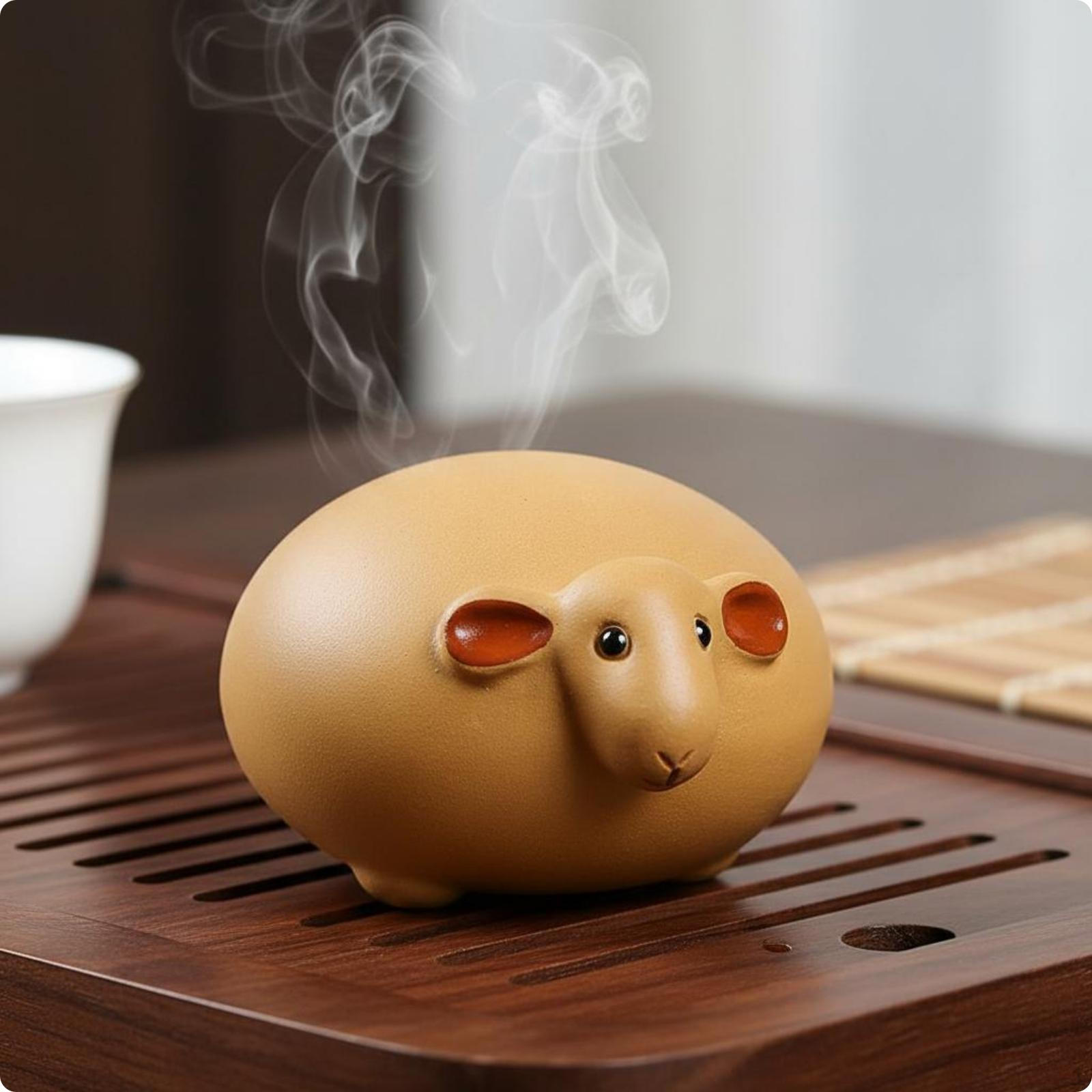 SheepShaped Tea Pet Matte Sheep Textured Table Ornament Large Yellow Large Sheep - Yellow