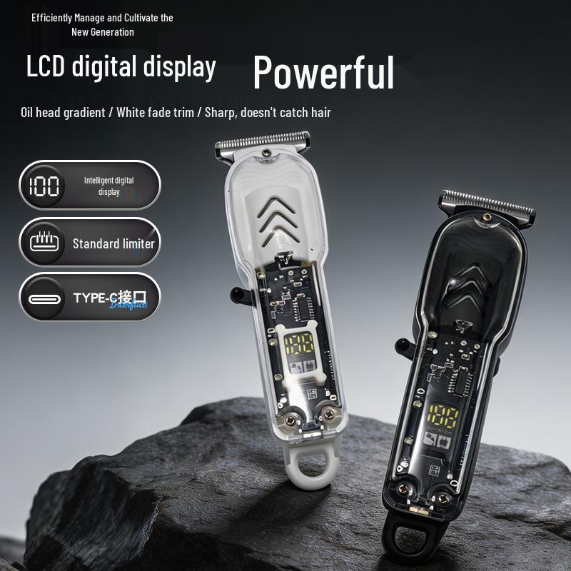 LCD Display Electric Hair Trimmer: Professional Salon Clear Body Shaver