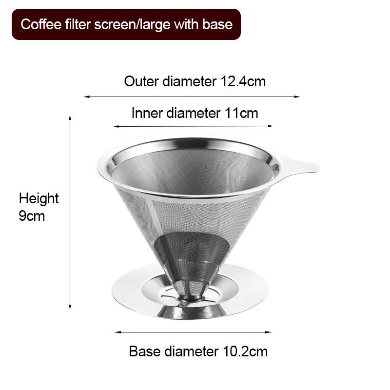 1Pc Reusable Double Layer Stainless Steel Coffee Filter Holder Pour Over Coffees Dripper Mesh Coffee Tea Filter Basket Tools