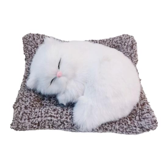 Sleeping Cat Plush Toy with Soft Faux Fur Bamboo Charcoal Bag Air Purifier Car Decor Realistic