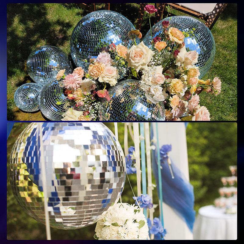 4/5/6/8/10/15/20cm Mirror Ball Hanging Reflective Disco Ball Ornaments Christmas Tree Decoration for Home Party Stage Decor